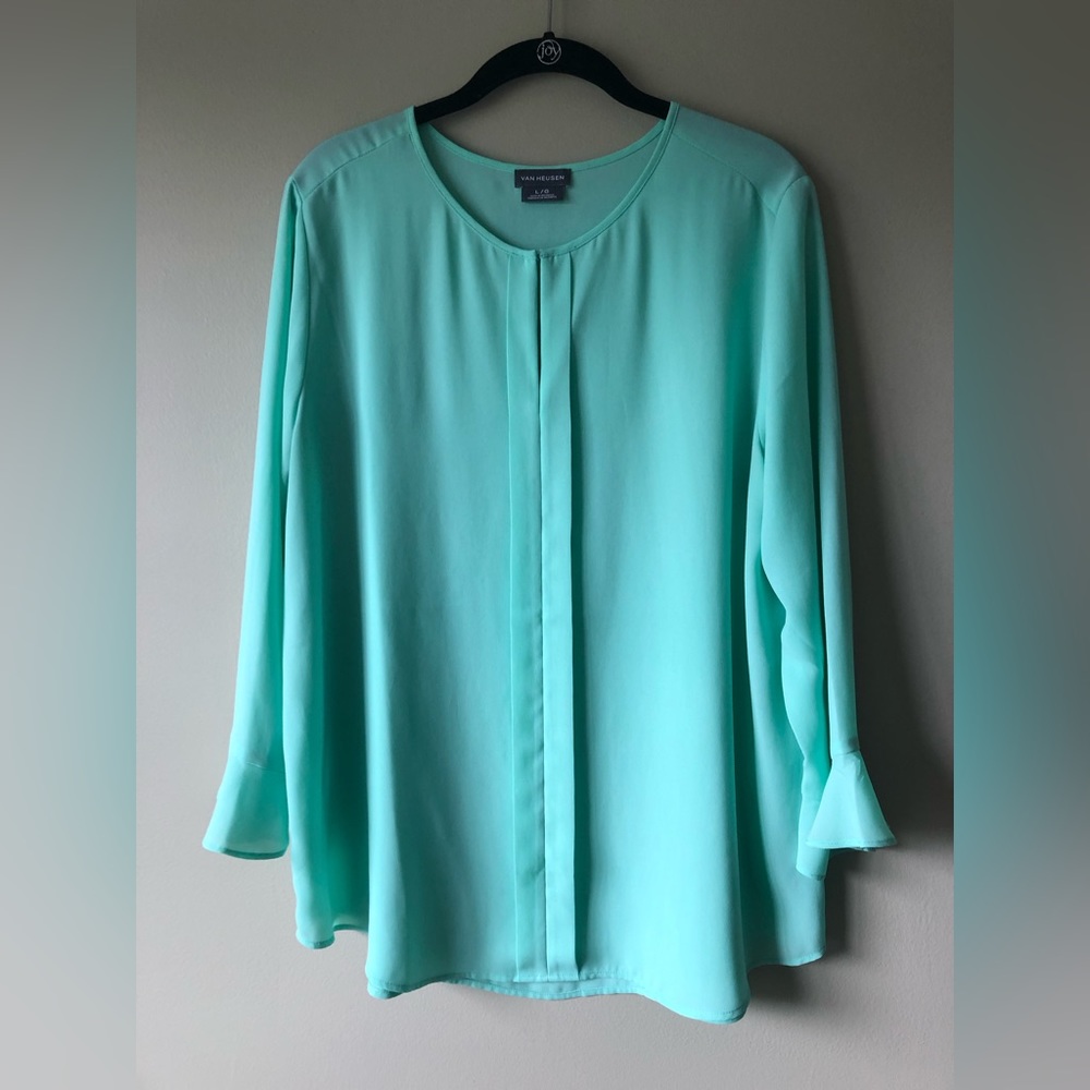Van Heusen | Mint Long-Sleeve Blouse with Single Center Pleat